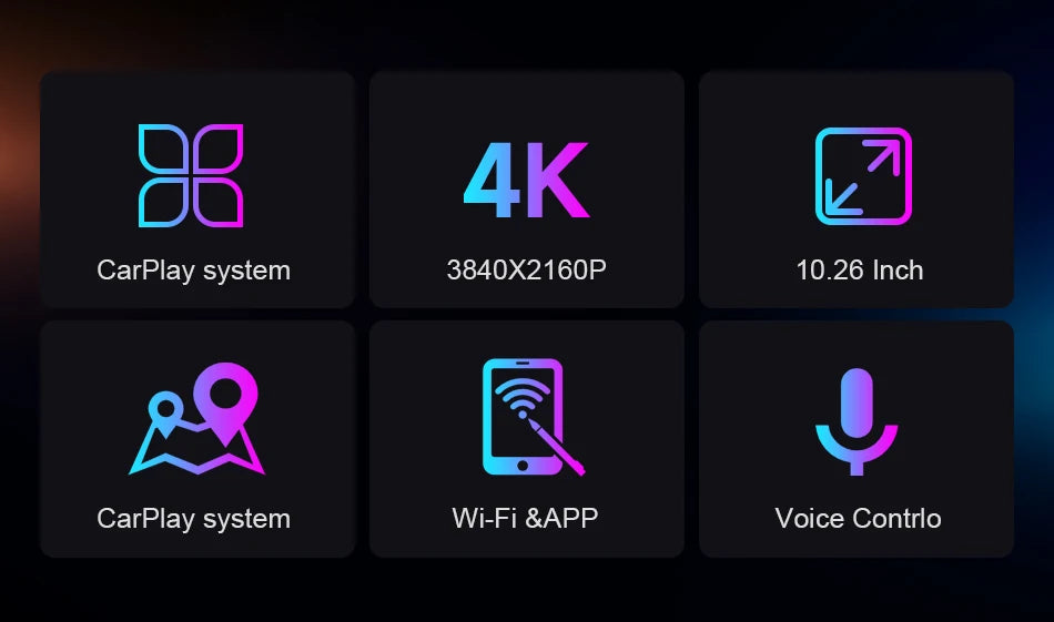 Wireless CarPlay Screen with 4K Dash Cam and GPS