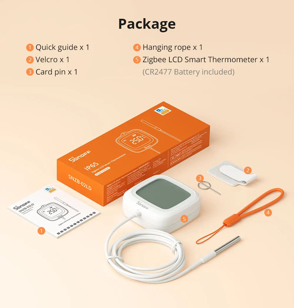 SNZB-02LD Zigbee Probe Thermometer with LCD