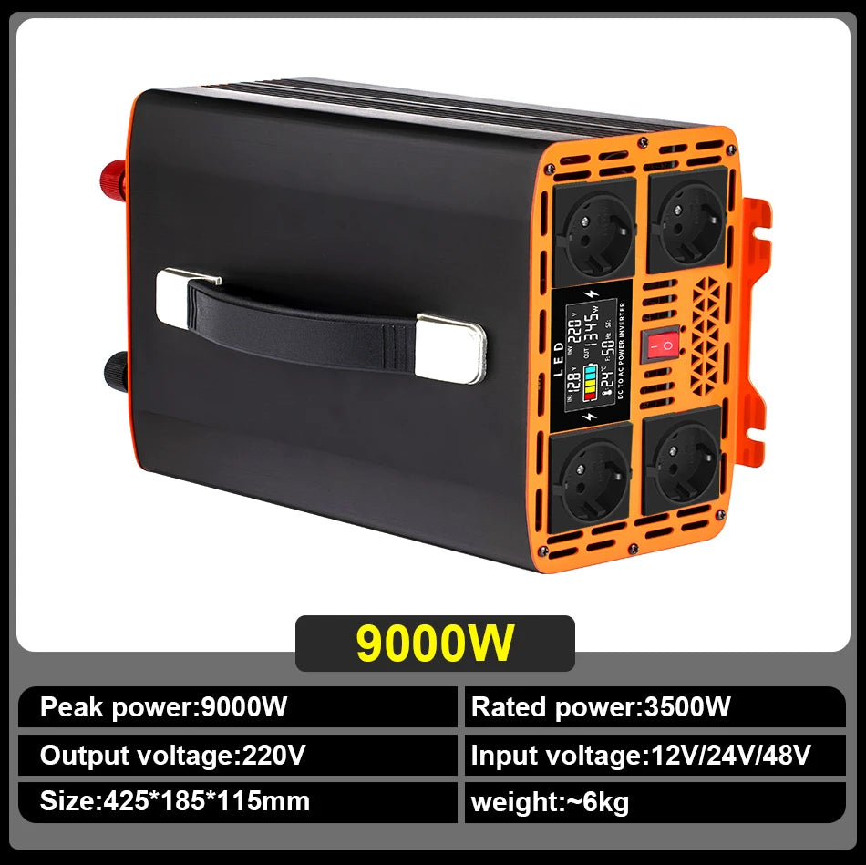 EASUN POWER Pure Sine Wave Inverter 4000W 5000W 7000W 9000W 50HZ DC 12V 24V To AC 220V Solar Power Converter For RV And Camping