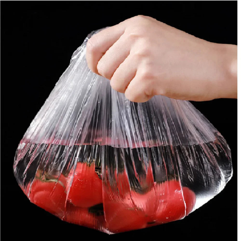 Elastic Plastic Bowl Covers - 100 Pieces