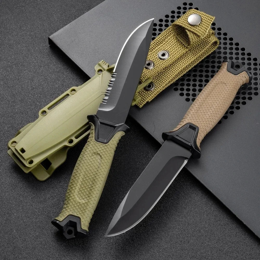 Outdoor knife camping defense straight knife wilderness survival sharp tactical knife carry survival knife high hardness knife