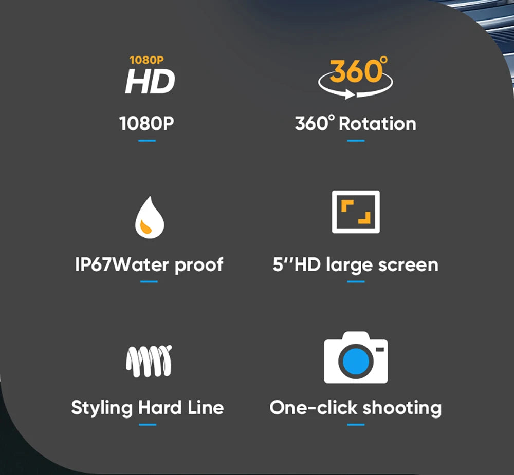 3.9mm 6mm Articulating Borescope with 4.3/5 Inch Screen 1080P HD LED Lights