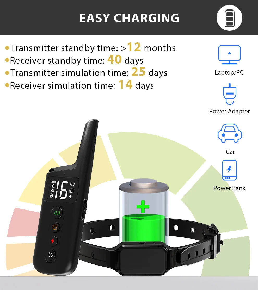 Waterproof Rechargeable Dog Training Collar with 500m Remote Control
