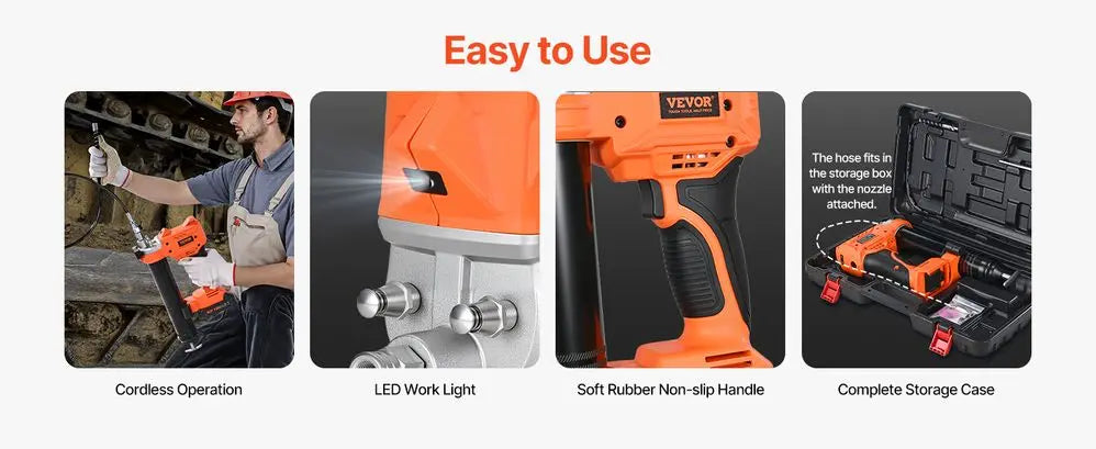 Battery Powered Grease Gun 8000 PSI Cordless 20V Operation