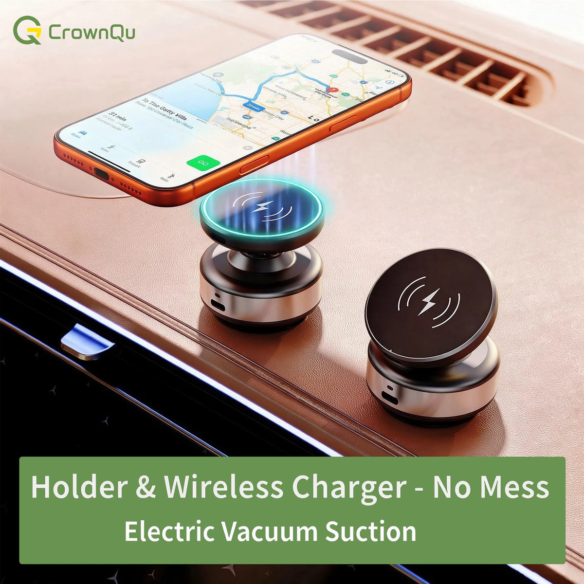 CZ18 Wireless-Charging Phone Mount with Vacuum Base