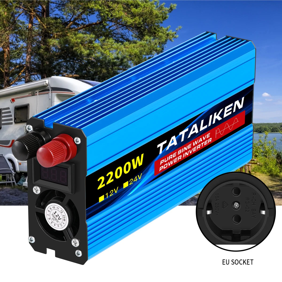 Pure Sine Wave Inverter 1000W-4000W DC 12V and 24V to AC 220V 50hz Power Inverter Charger Adapter Universal Socket