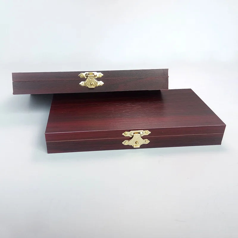 Rectangular Wood Storage Boxes with Golden Metal Latch