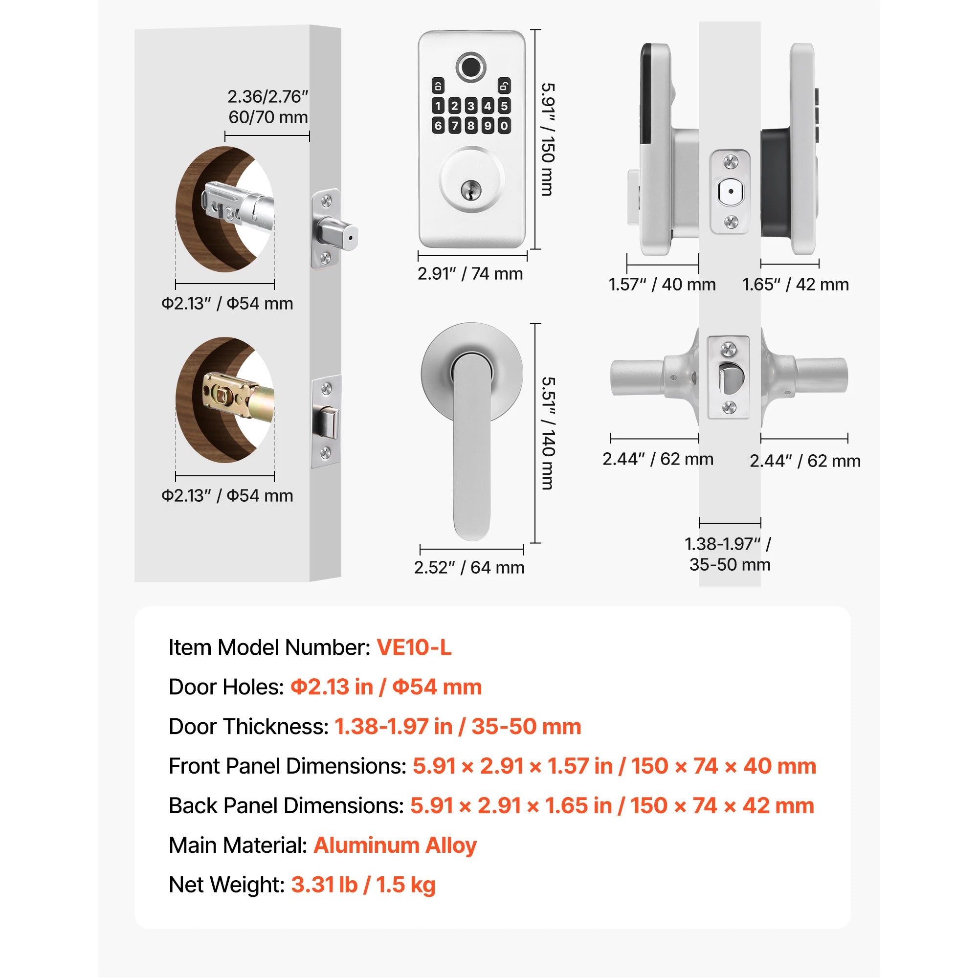 Fingerprint Door Lock Keyless Entry Deadbolt with Handle
