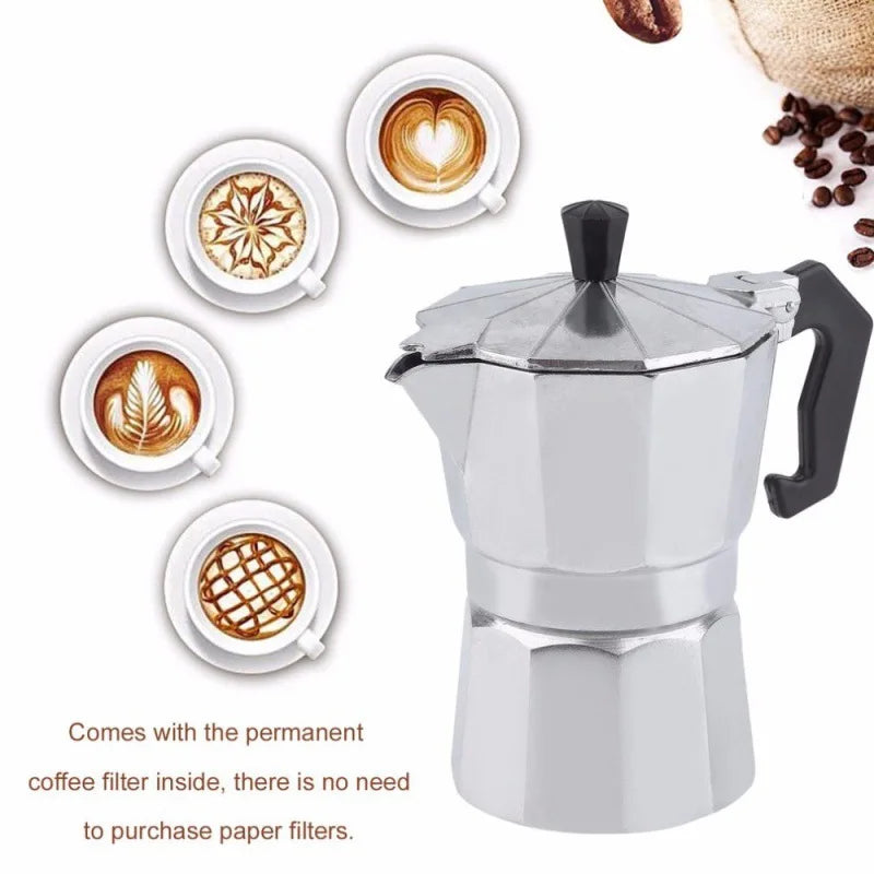 Octagonal Aluminium Moka Pot for Stovetop Coffee