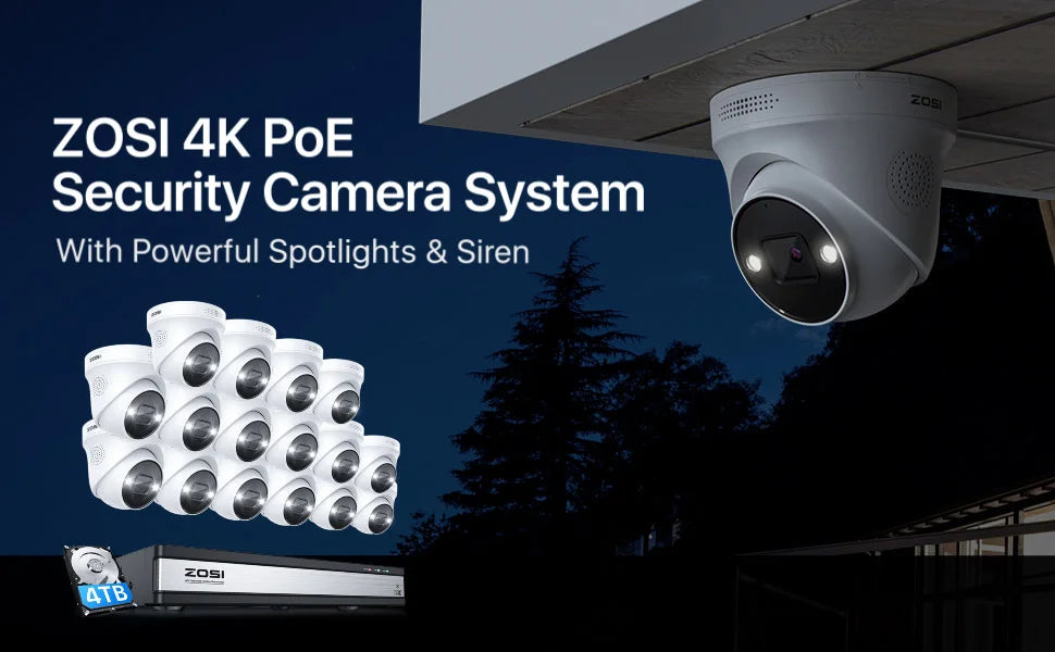 ZOSI 4K PoE Security Camera System with AI Detection