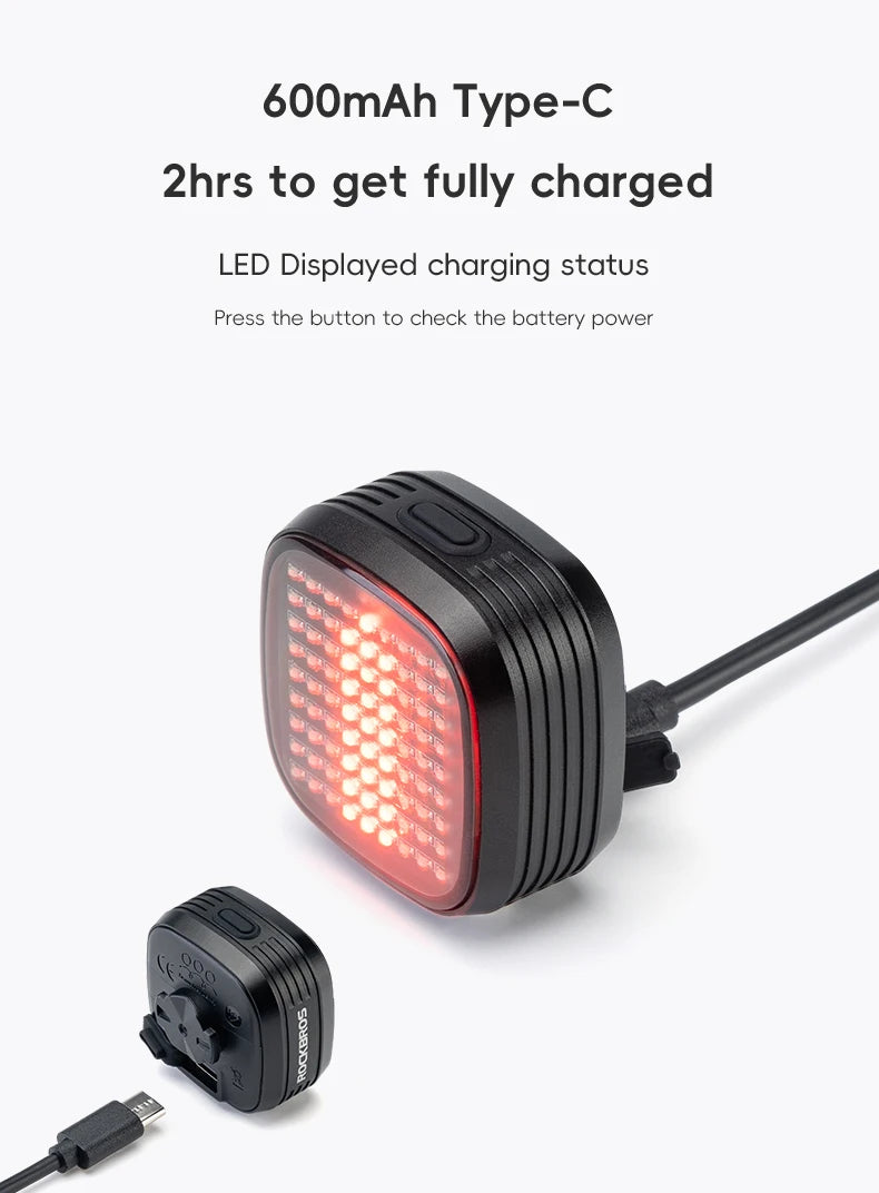 Smart Bike Rear Light with Brake Sensing & Sync Mode