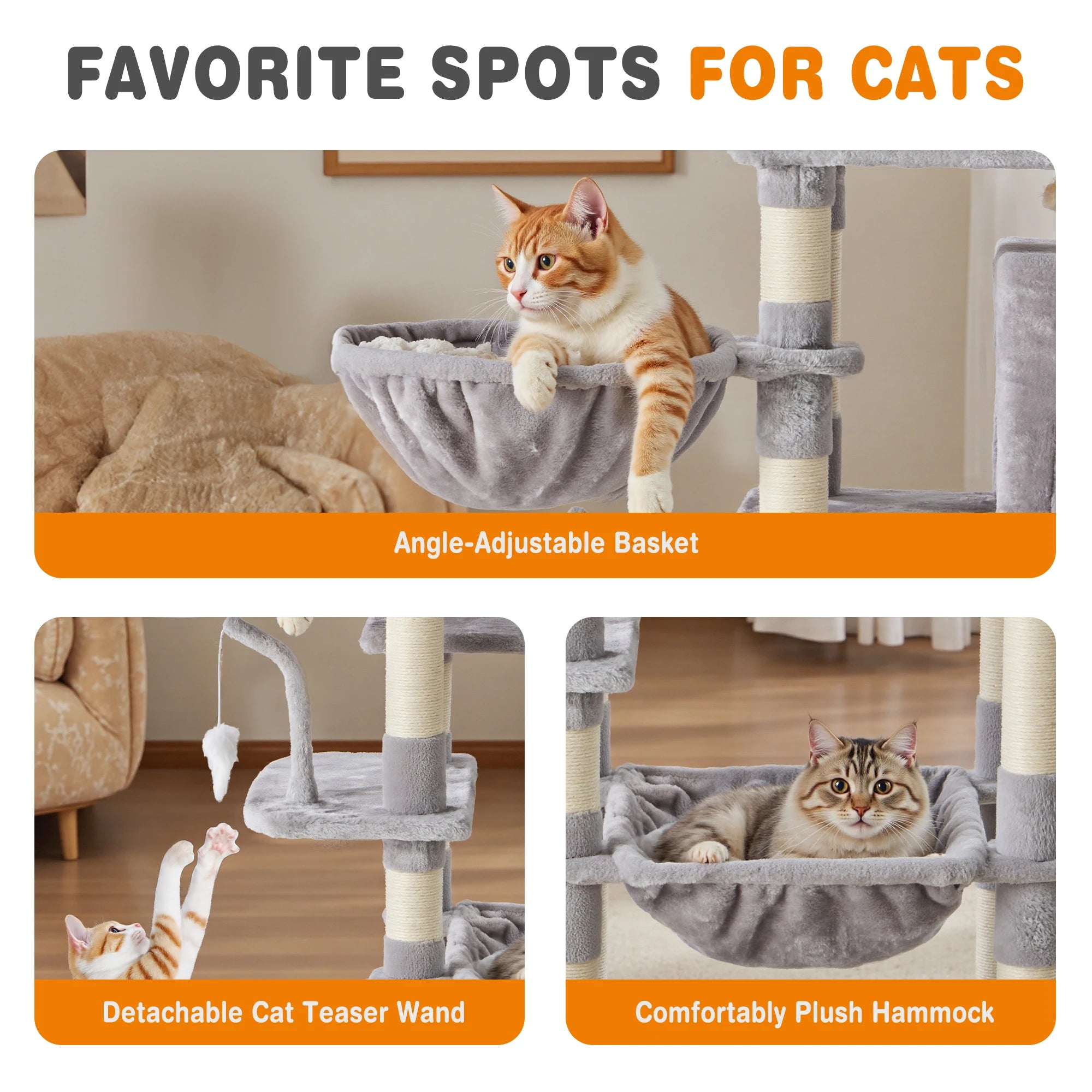 71" Multi-Level Cat Tree Tower with Condo, Hammock & Scratching Posts