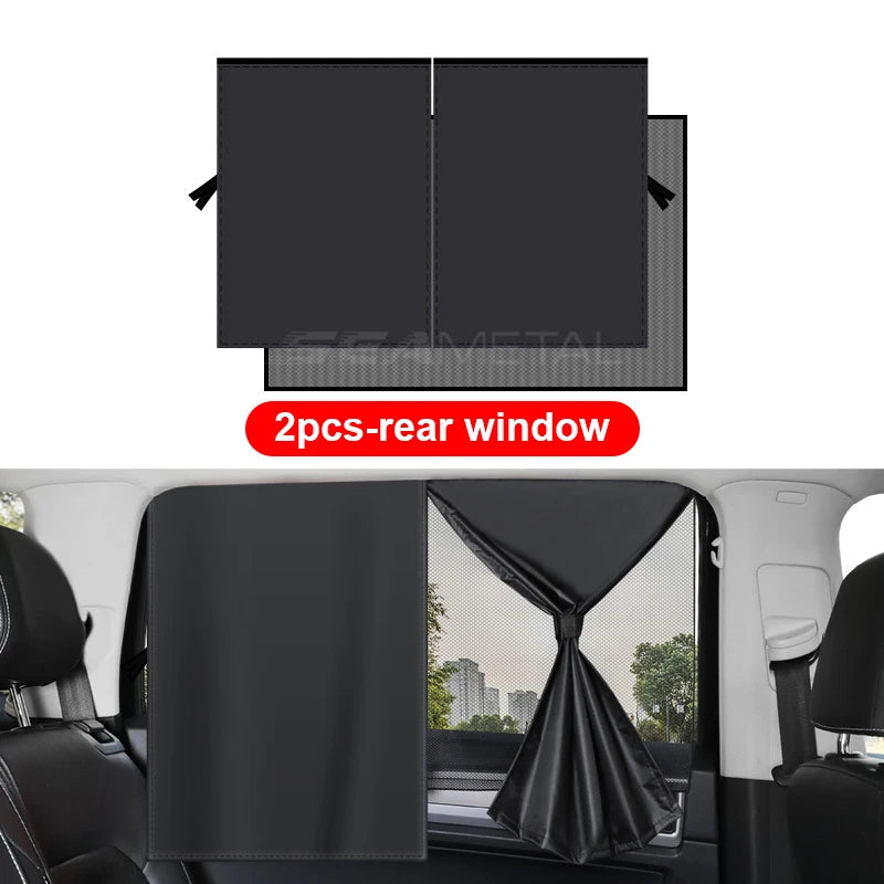 SEAMETAL 2Pcs Car Curtains Magnet Double Layer Side Window Sun Shade Privacy Curtain UV Block Sun Protection Cover for Children