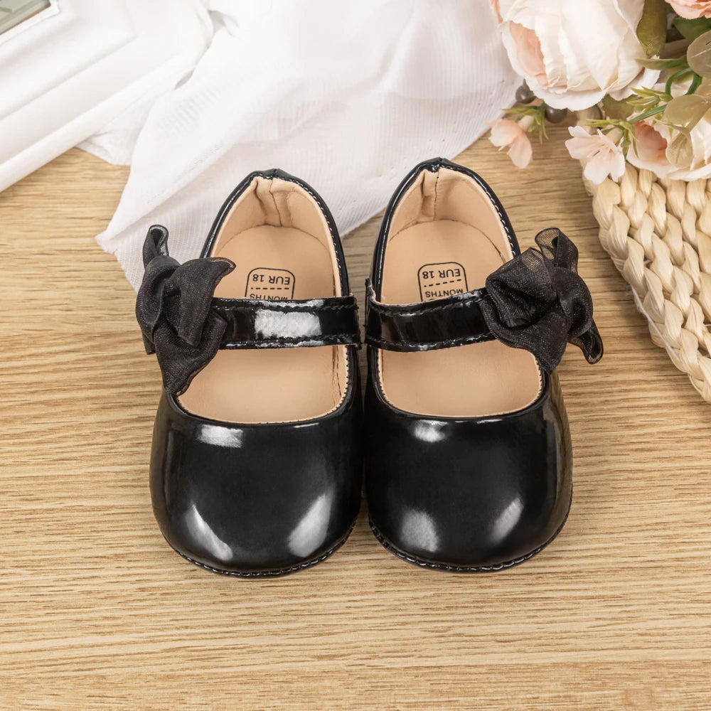 Newborn Baby Non‑Slip PU Walking Shoes with Soft Rubber Bottom