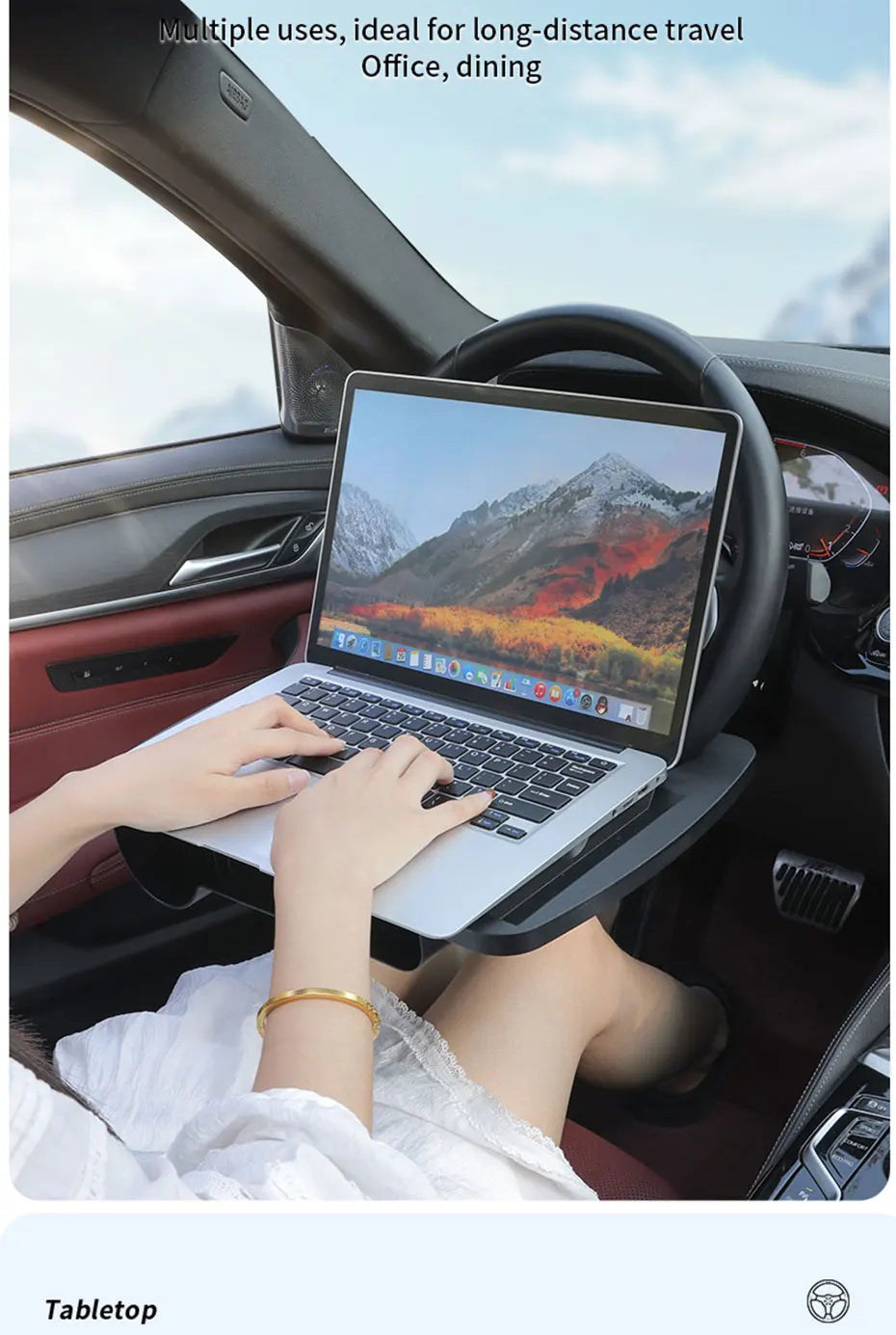 SEAMETAL Car Steering Wheel Food Tray Multifunctional Large Temporary Desktop for Car Interior Universal Laptop/Tablet Holder