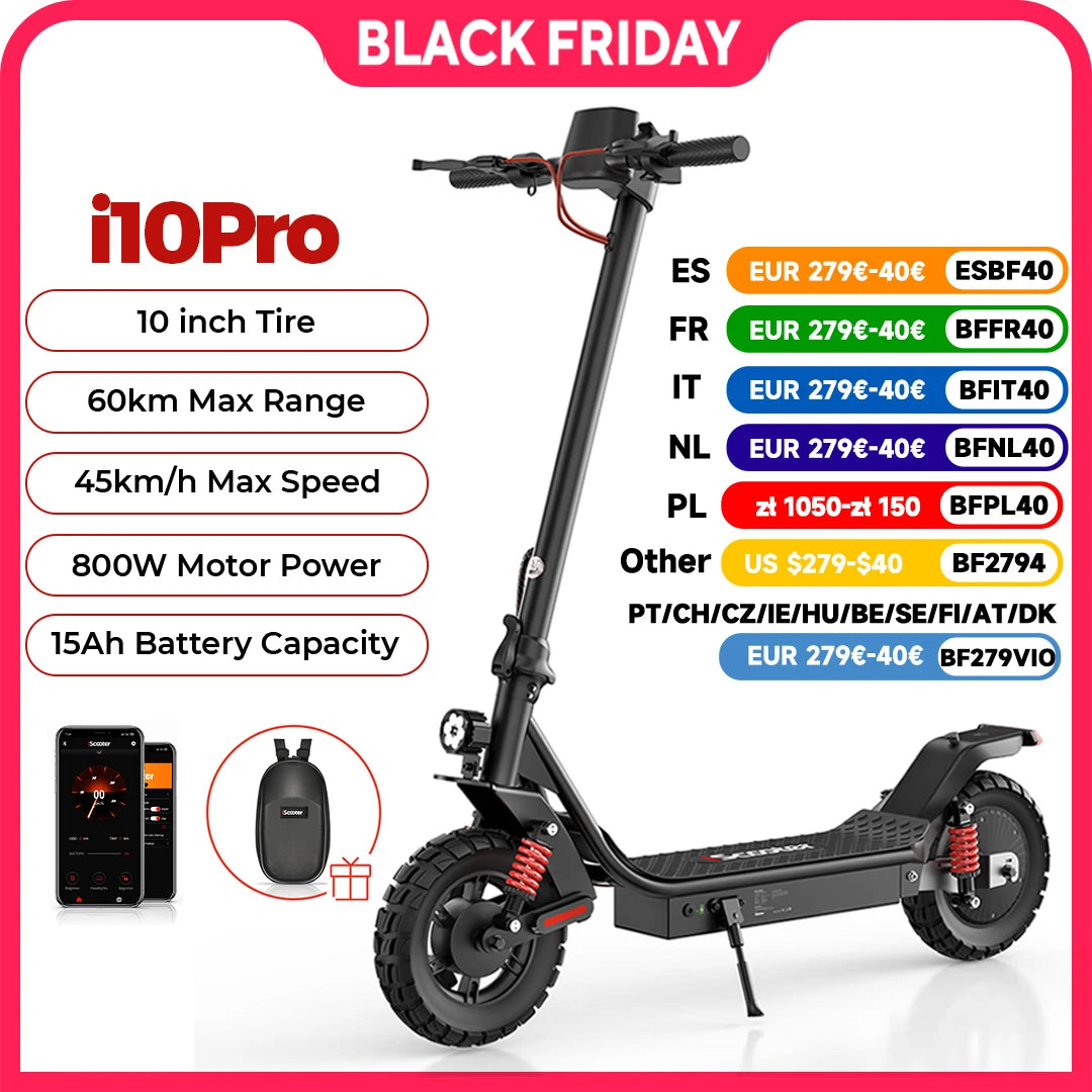 iScooter i10Pro Electric Scooter with Long-Range Power