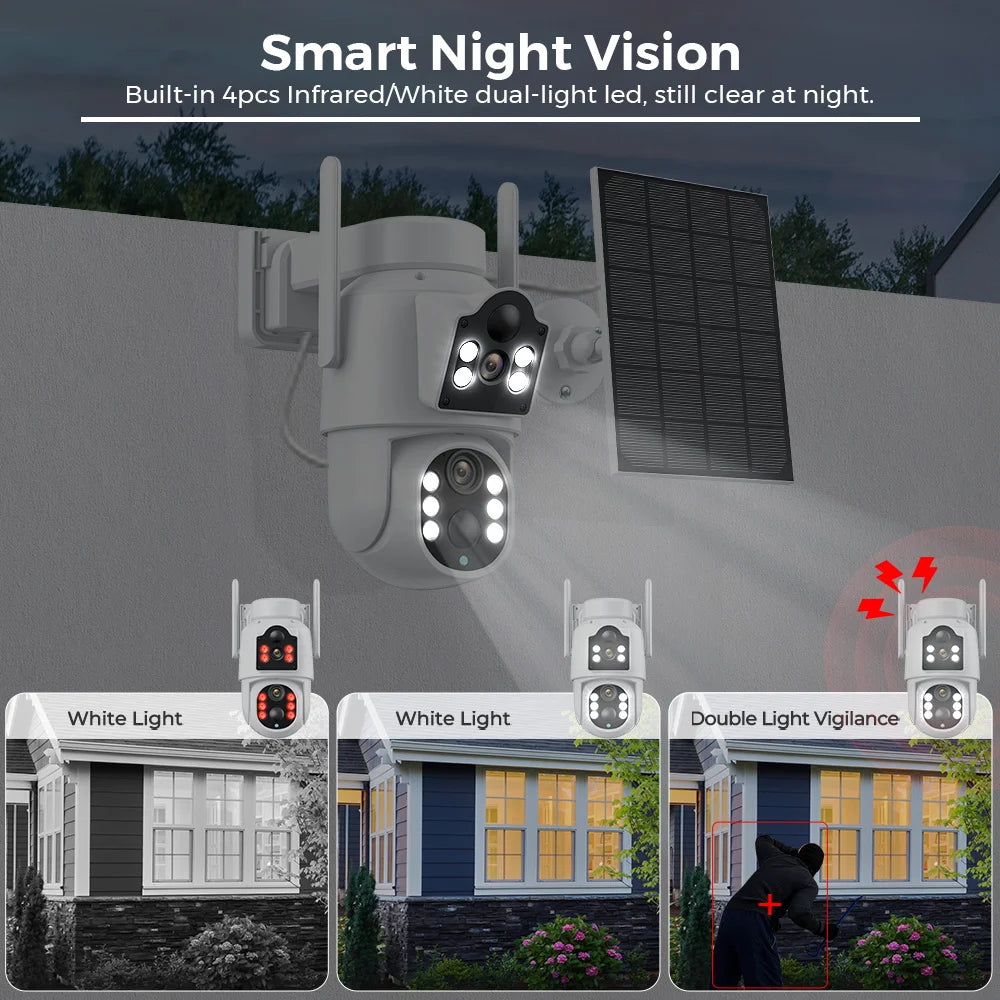 8MP 4K Outdoor WiFi Solar Security Camera Dual Lens Night Vision