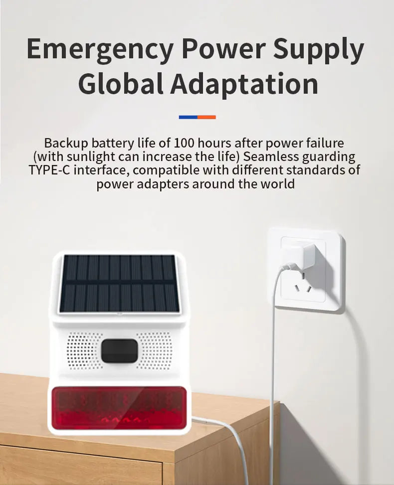 433MHz Wireless Solar Outdoor Alarm Siren