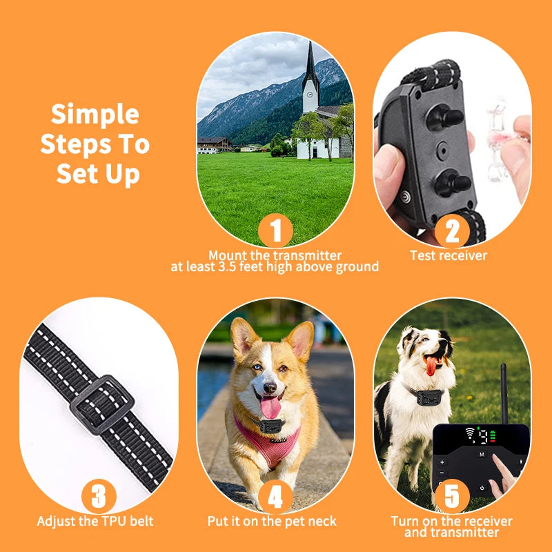 2-in-1 Wireless Dog Fence & Training Collar with Remote Control