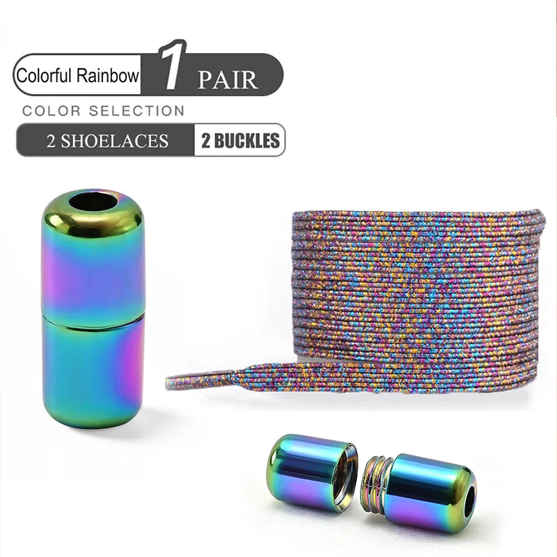 1Pair/2Pairs/4Pairs No Tie Shoe Laces Colorful Buckle Shoelaces Pearl Light Colorful Fashion Without Ties Elastic Laces Sneaker