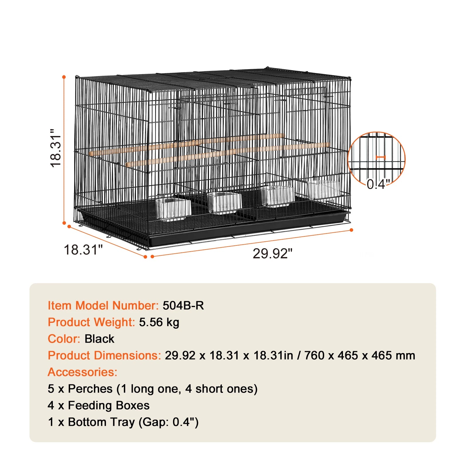 30 in Stackable Divided Bird Cage with Handle and Perches