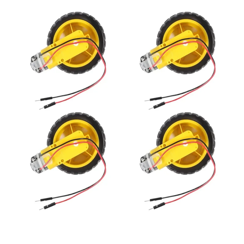 Four TT Gear Motors with Wheels for Robot Projects