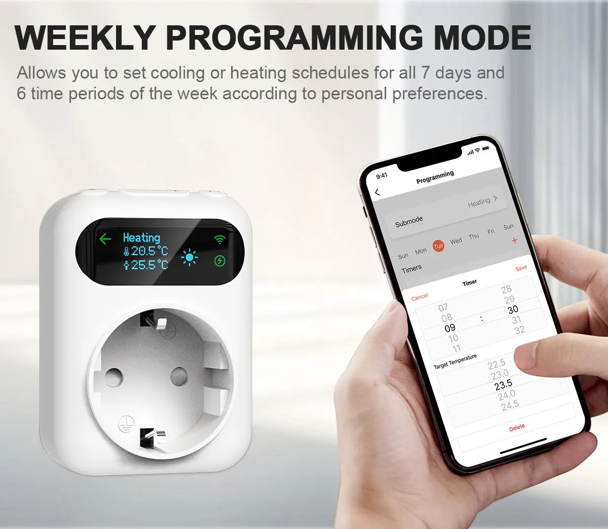 Tuya WIFI Digital Thermostat Socket 16A Outlet Plug Remote Temperature Controller Timer Switch Cooling Heating 3M NTC Sensor