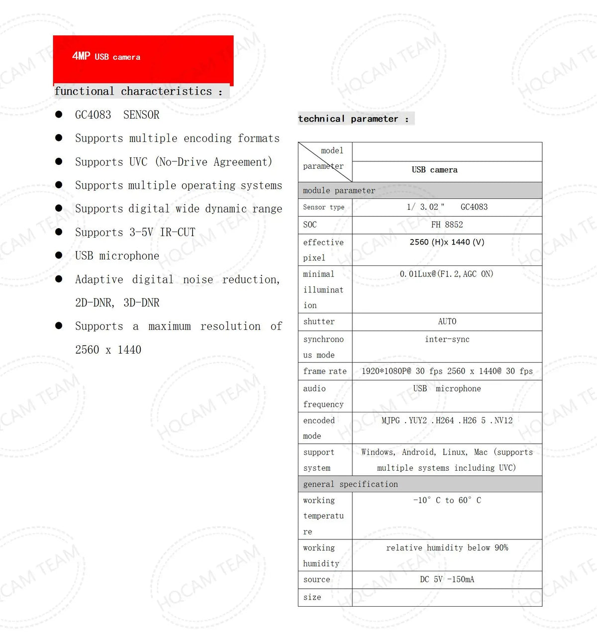 4MP 30fps USB Webcam with Varifocal Zoom Lens