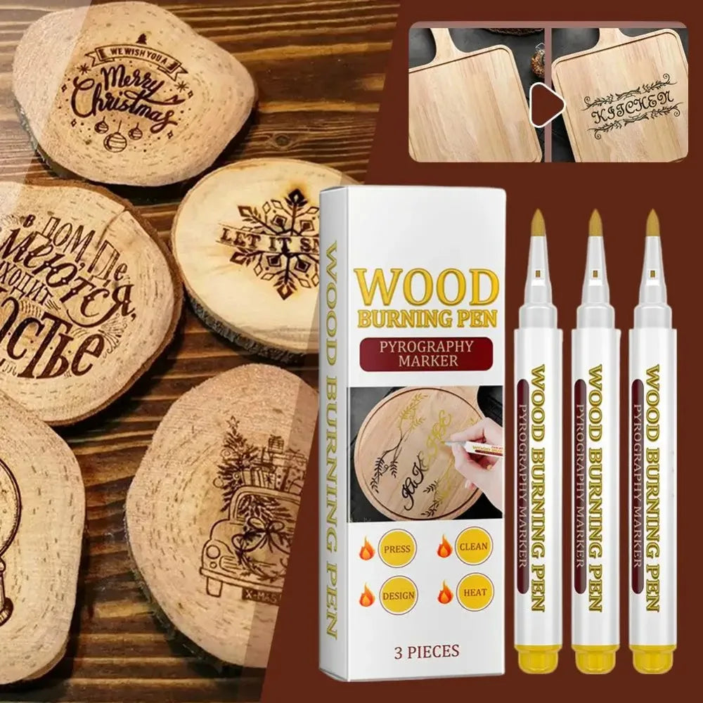 Wood Burning Marker Pens, 3-Piece Set