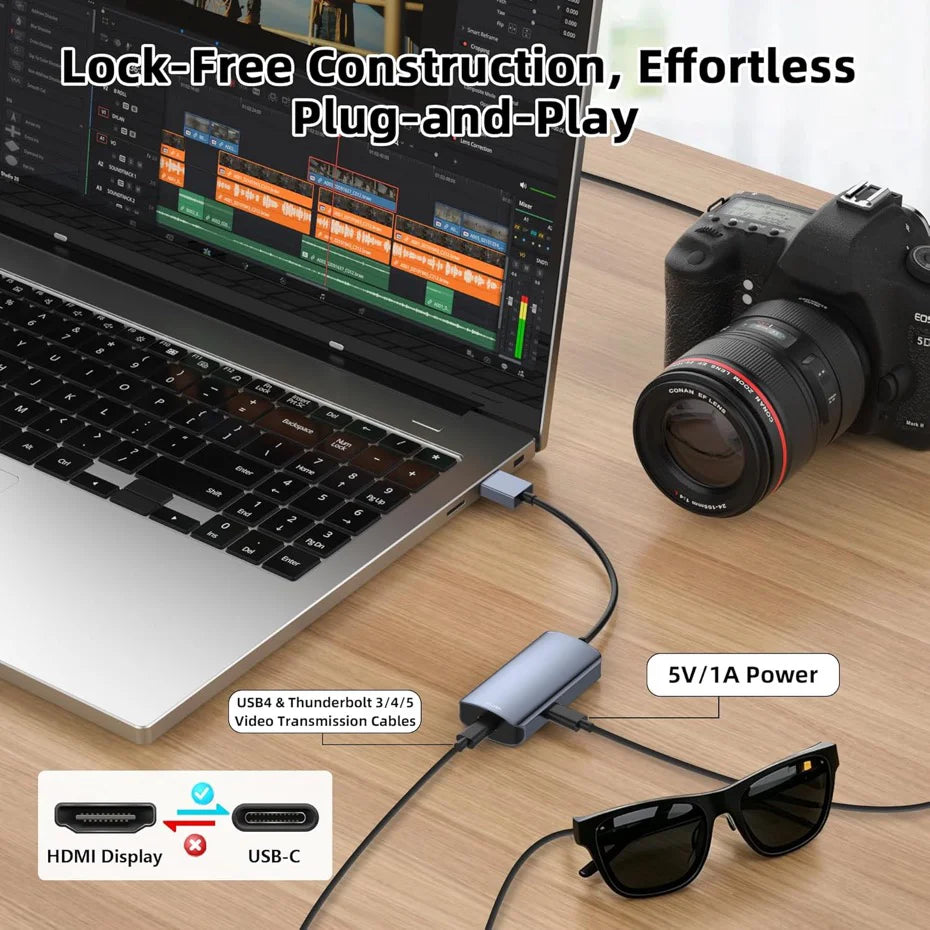 HDMI to USB-C Display Adapter with Power Input