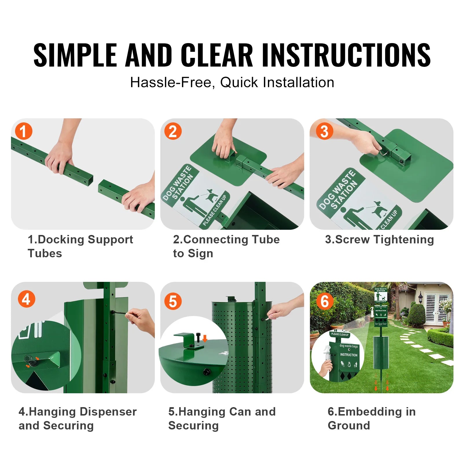 SucceBuy Hundekot-Station mit Handwaschflasche, Hundekot-Station mit Beutelspender, Hundekot-Entsorgungssystem für Outdoor-Bereich