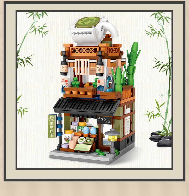 LOZ Mini Street View Series Japanese matcha shop Ramen Canteen Kimono shop Building house model Children's building blocks toys