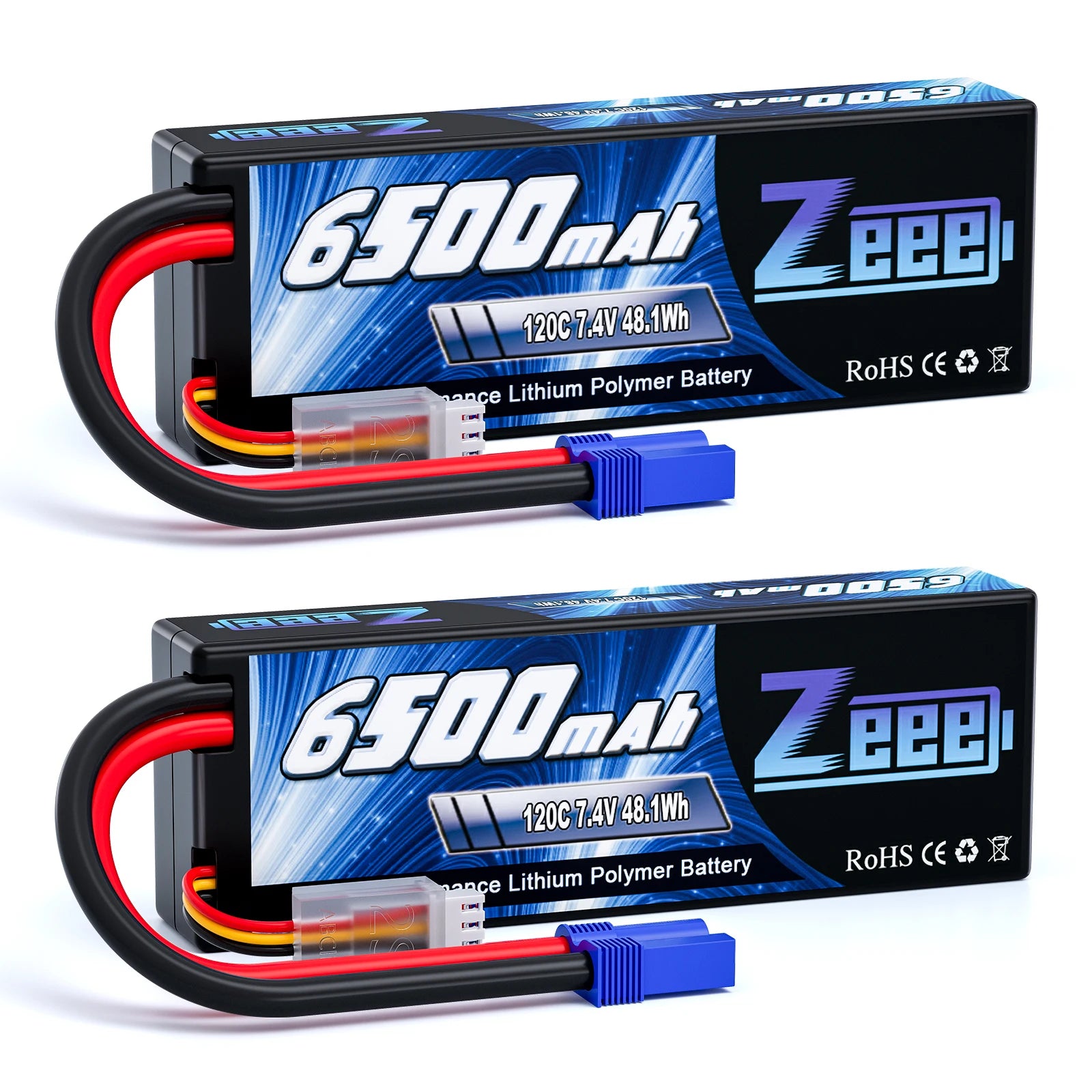 Zeee 2S 6500mAh 7.4V 120C LiPo baterie s tvrdým pouzdrem a konektorem EC5