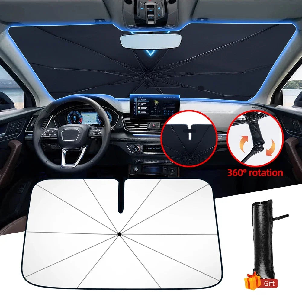 Car Sunshade Windshield Umbrella Front Sun Shade Parasol Foldable Summer Protection Car Seat Heat Insulation Car Accessories