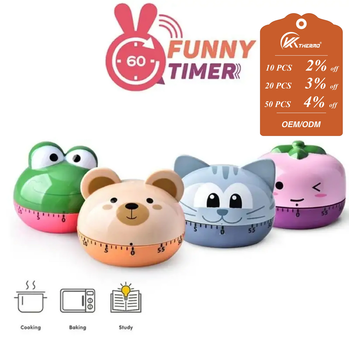 Cartoon Mechanical Kitchen Timer, 55 Minutes