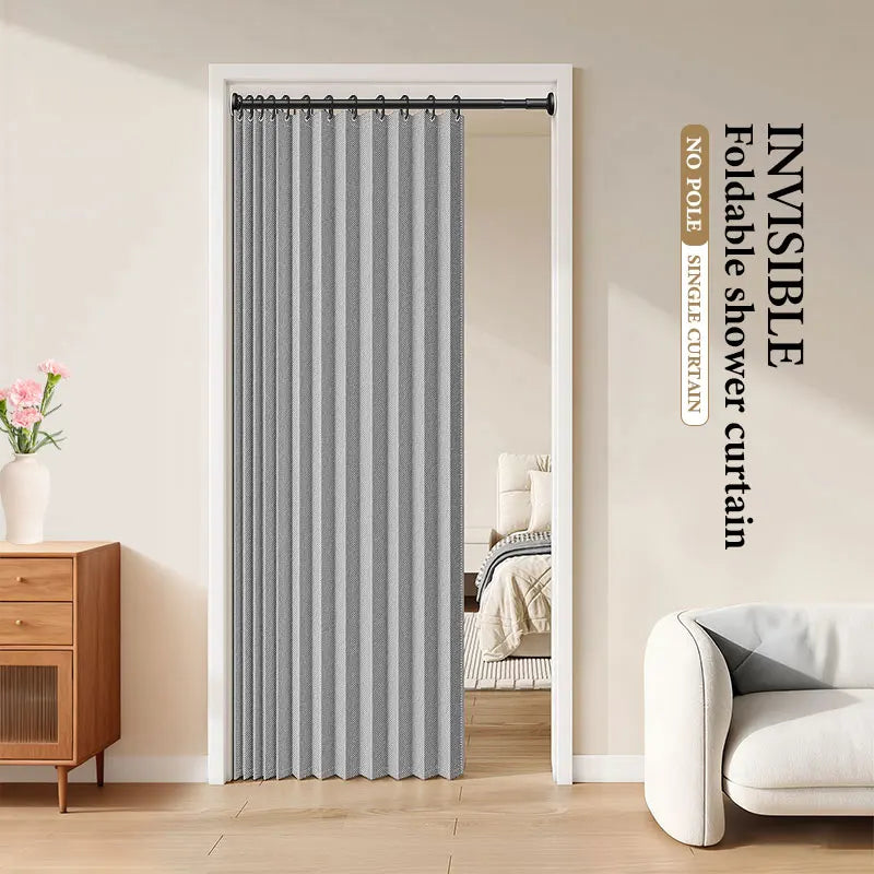 Foldable Door Curtain with Hooks, Privacy and Thermal Insulation