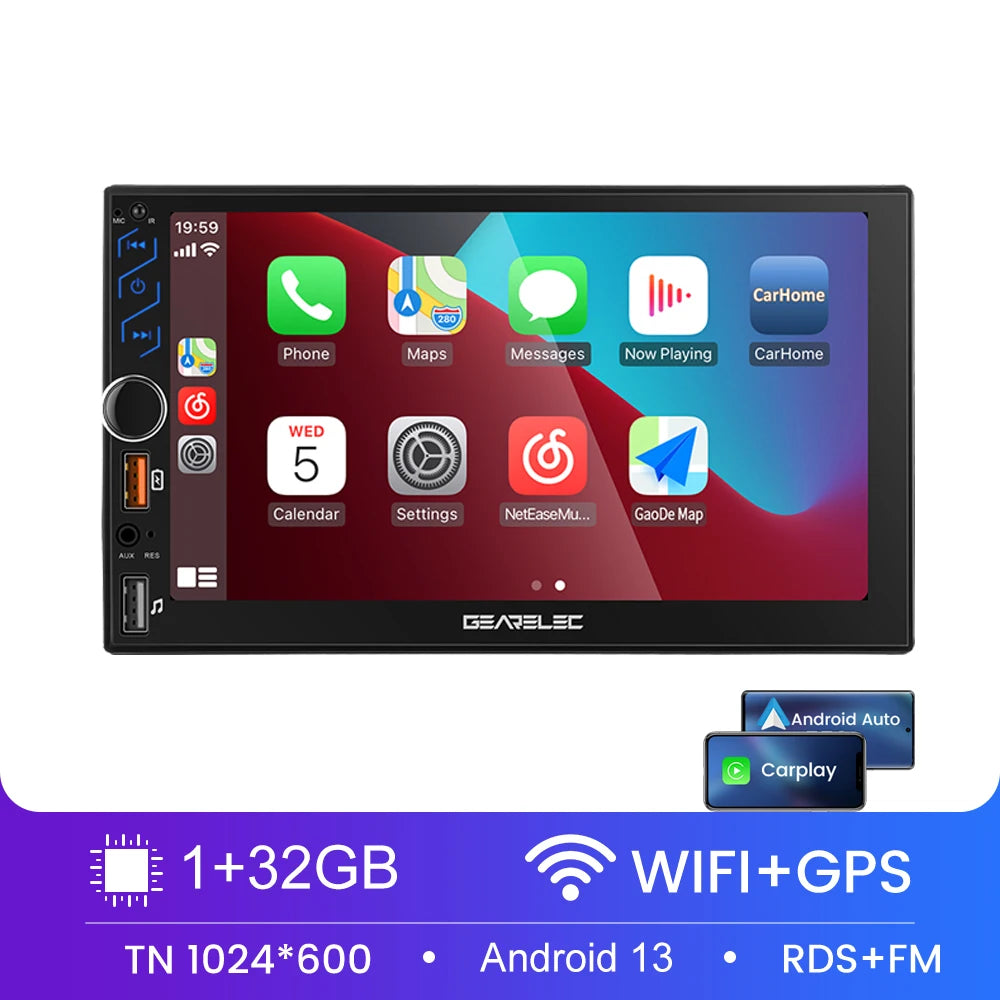 7 Inch Car Radio 2 Din Android 13 CarPlay Multimedia Player