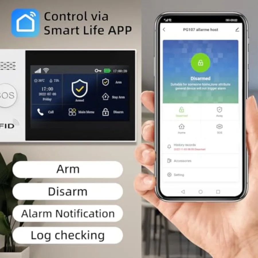 Wireless Touch Screen Home Security Alarm with Motion Detection