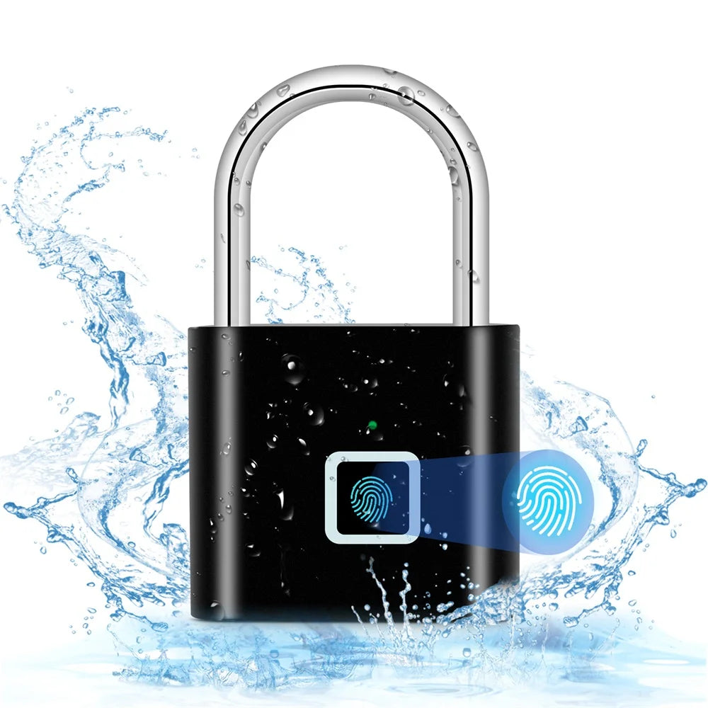 KERUI Fingerprint Lock Keyless USB Charging Smart Padlock Anti-theft Zinc Waterproof Door Lock 0.2sec Unlock Portable Door Lock