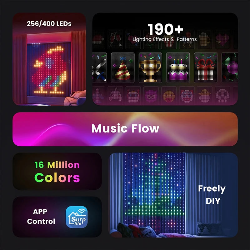 RGB závěsové osvětlení ovládané aplikací - velikostní varianty