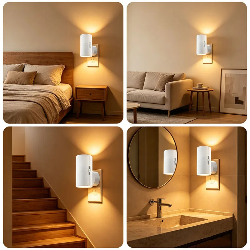LED noční světlo do zásuvky se soumrakovým senzorem, 3 barvy