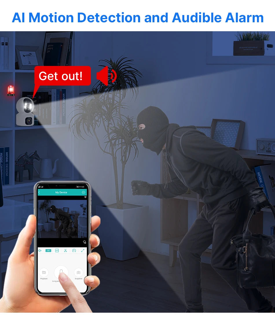 2K 4MP PTZ WiFi Security Camera with Two-Way Audio