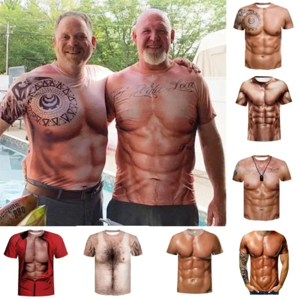 3D Muscle Tattoo Print T-Shirt