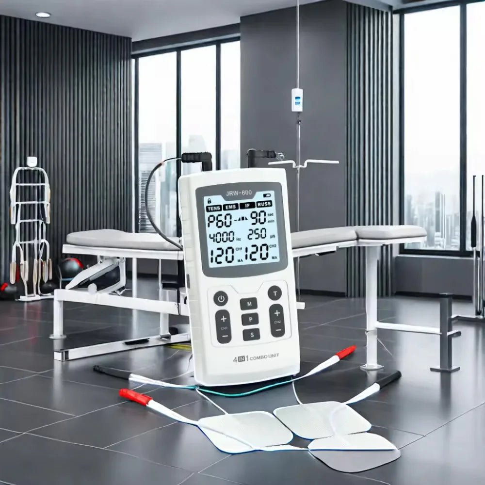 4 In 1 Electric Muscle Stimulator Interferential High-Frequency Physiotherapy Device EMS IFT RUSS TENS Pulse Electrostimulator