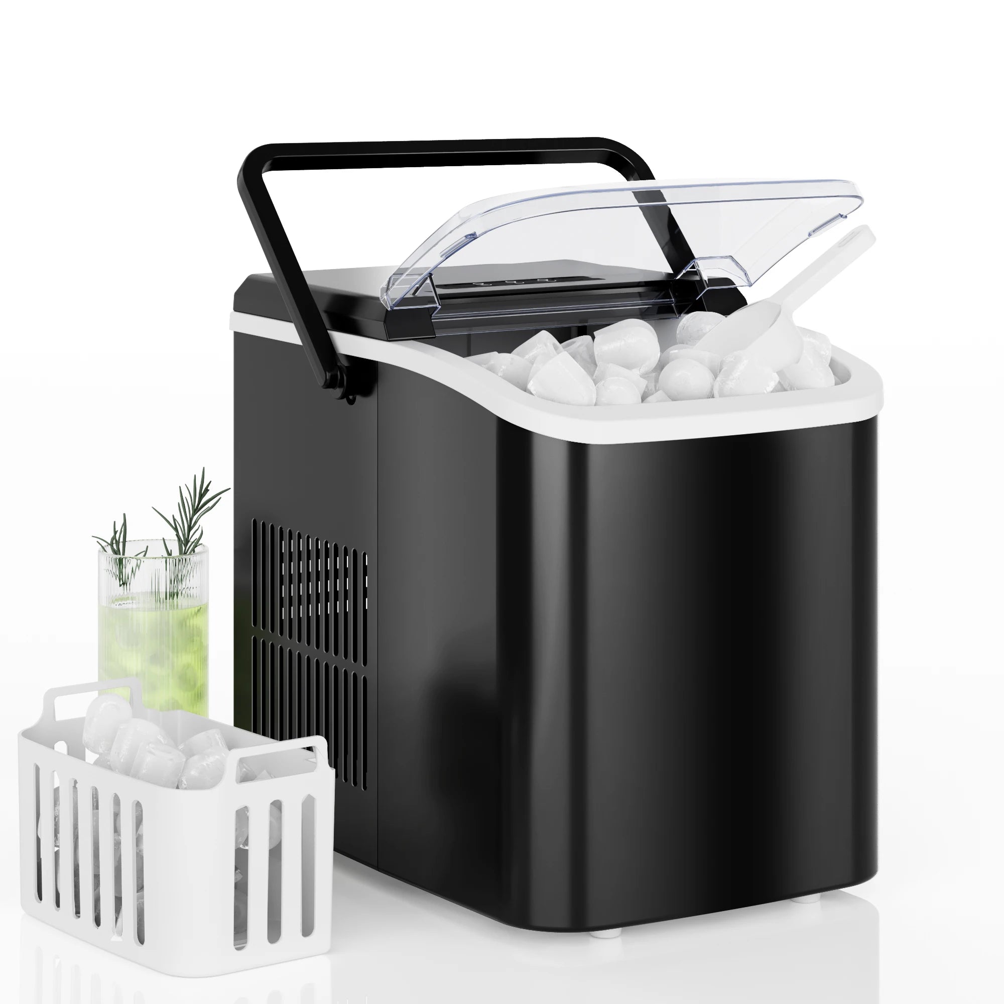 Portable Countertop Ice Maker with Handle – 9 Cubes in 6 Minutes