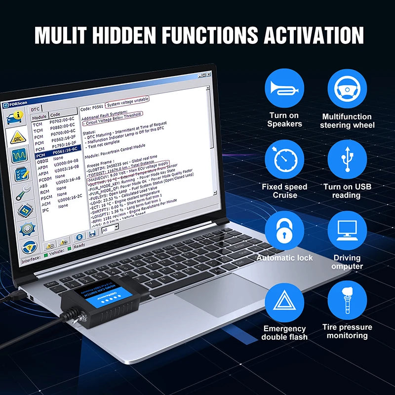 ELM327 USB Diagnostic Adapter with HS/MS-CAN Switch