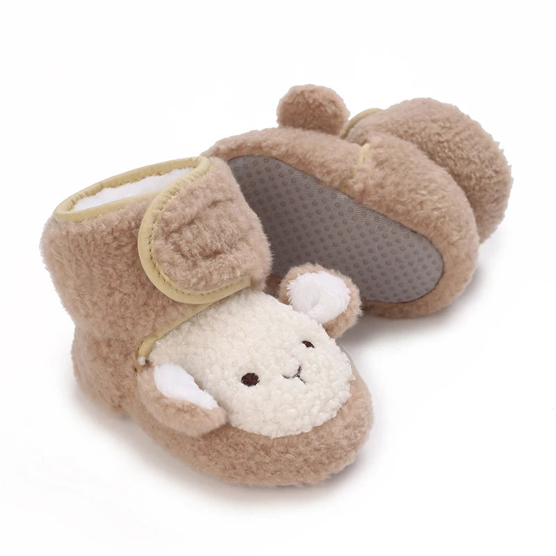 Cute Bear Baby Shoes Soft Plush Winter First Walkers