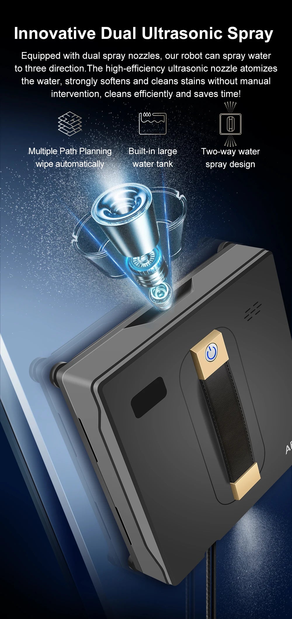 Robot Window Cleaner ABIR WD8 con Doppia Nebulizzazione e Navigazione Intelligente