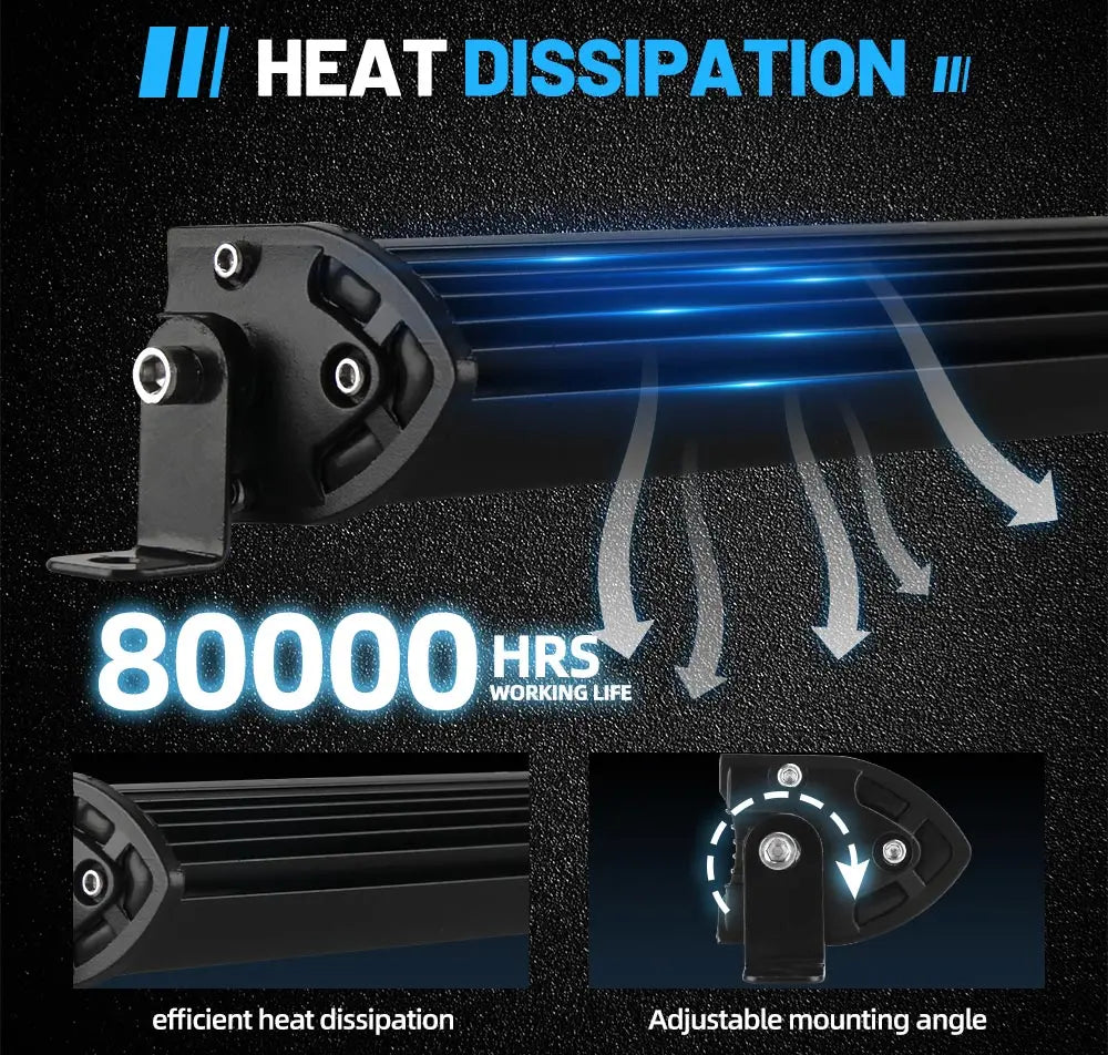 HL 6D Ultra Strip LED Light Bar 8-50inch LED Driving Fog Lamp Work Light Bar 4x4 Led Bar for Motorcycle Offroad SUV ATV Tractor