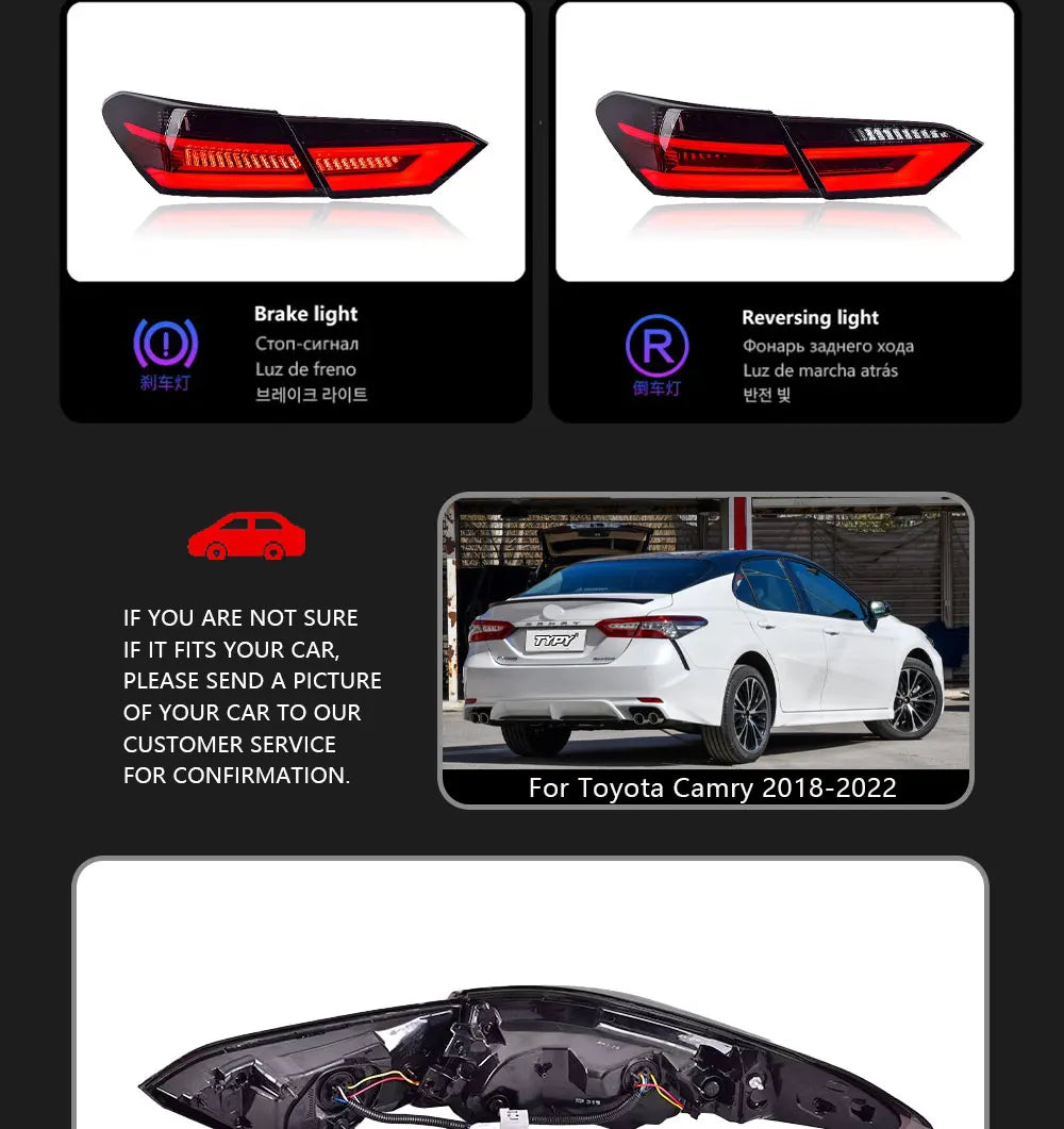 Feux arrière à LED pour Toyota Camry 2018–2022 avec mise à niveau DRL